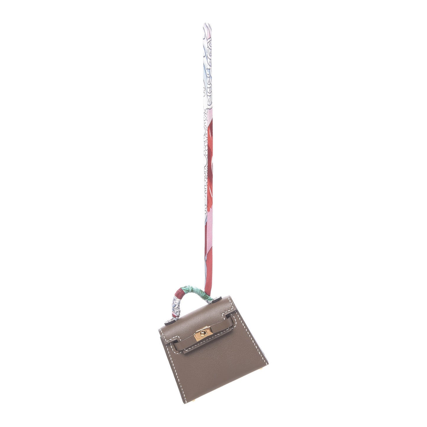 Tadelakt Mini Kelly Twilly Bag Charm Etoupe