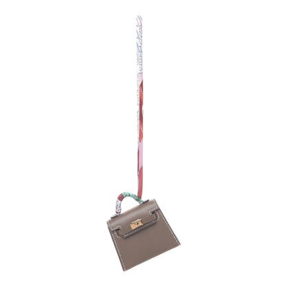 Hermes Tadelakt Mini Kelly Twilly Bag Charm Etoupe 1 of 6