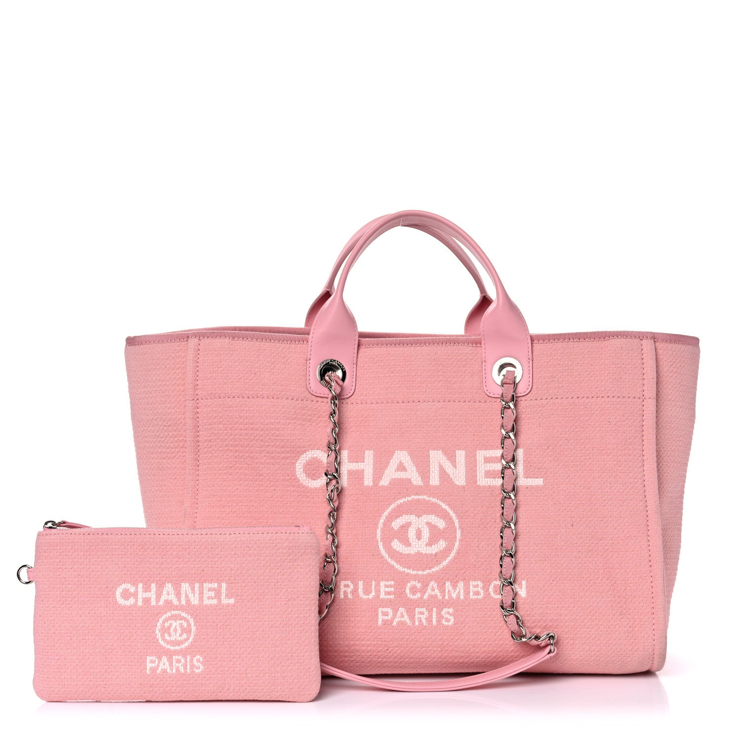 Chanel Canvas Large Deauville Tote Pink 1 of 18