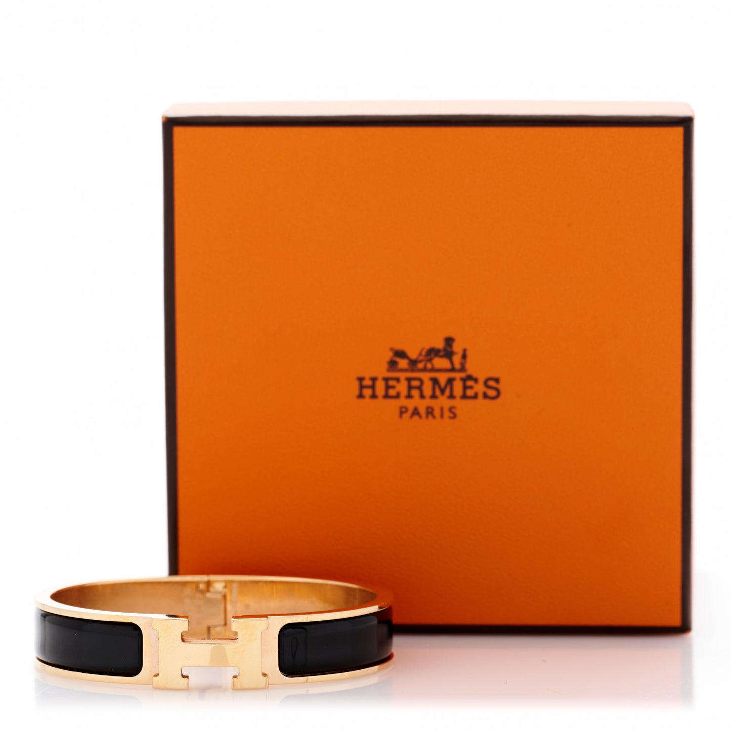 Enamel Narrow Clic Clac H Bracelet PM Black