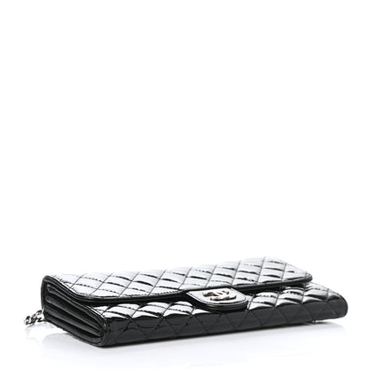 Chanel Patent Calfskin Quilted Brilliant East West Flap Clutch Black 3 of 5