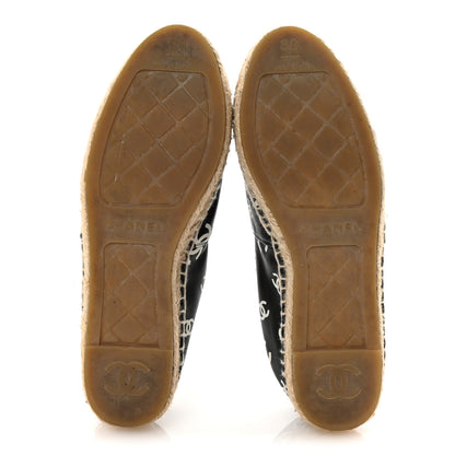 Chanel Lambskin Printed CC Espadrilles 38 Black White 6 of 8