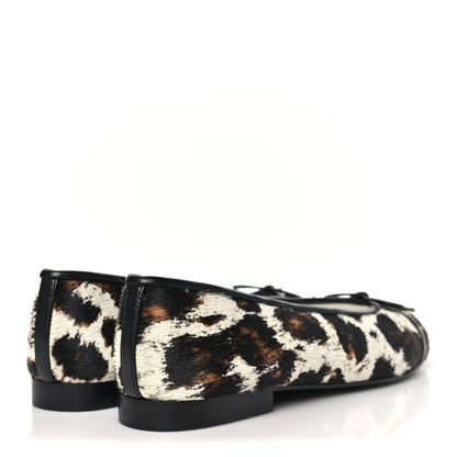 Chanel Pony Hair Calfskin Cap Toe CC Ballerina Flats 38.5 White Brown Black 37.5 White Brown Black 5 of 10
