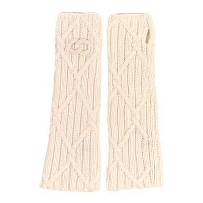 Chanel Cashmere Cable Knit Fingerless Gloves Ivory 1 of 4
