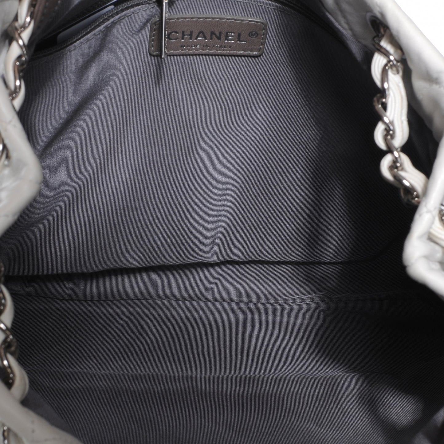 Lambskin Quilted Shoulder Bag White Black