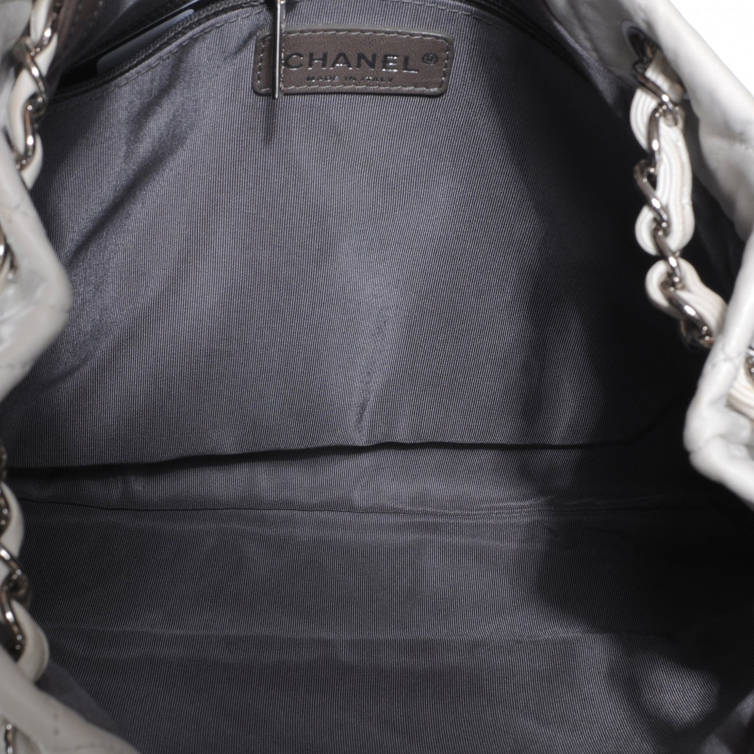 Chanel Lambskin Quilted Shoulder Bag White Black 5 of 7
