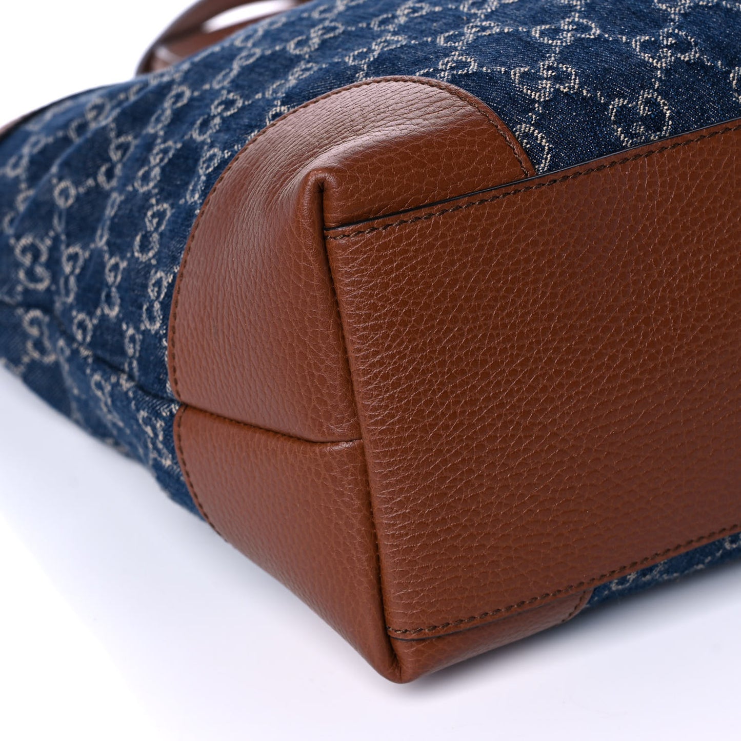 New Denim GG Monogram Medium Ophidia Shopping Tote Blue Tea Cuir