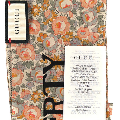 Gucci X LIBERTY OF LONDON Silk Crepe Lit Abbey Neck Bow Scarf Salmon Black 3 of 3