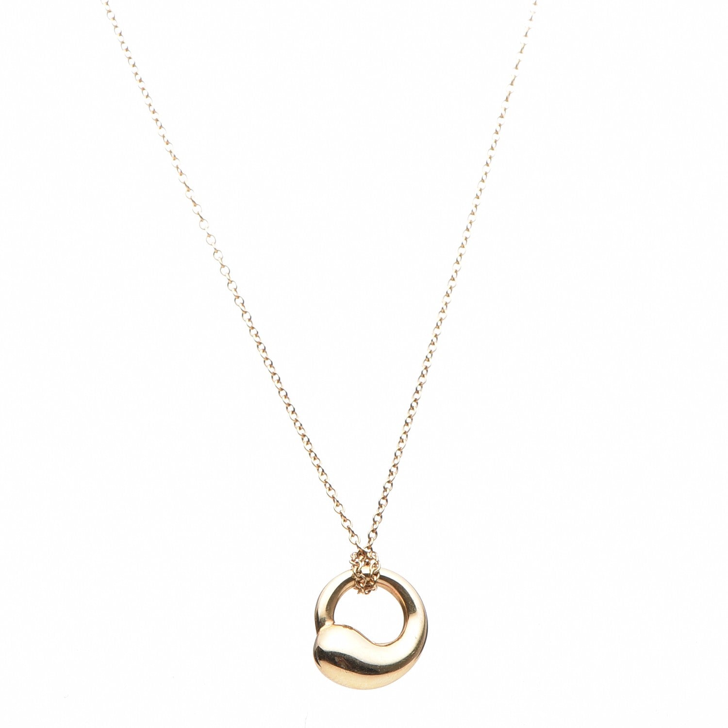Tiffany 18K Yellow Gold 12mm Elsa Peretti Eternal Circle Pendant Necklace 1 of 7