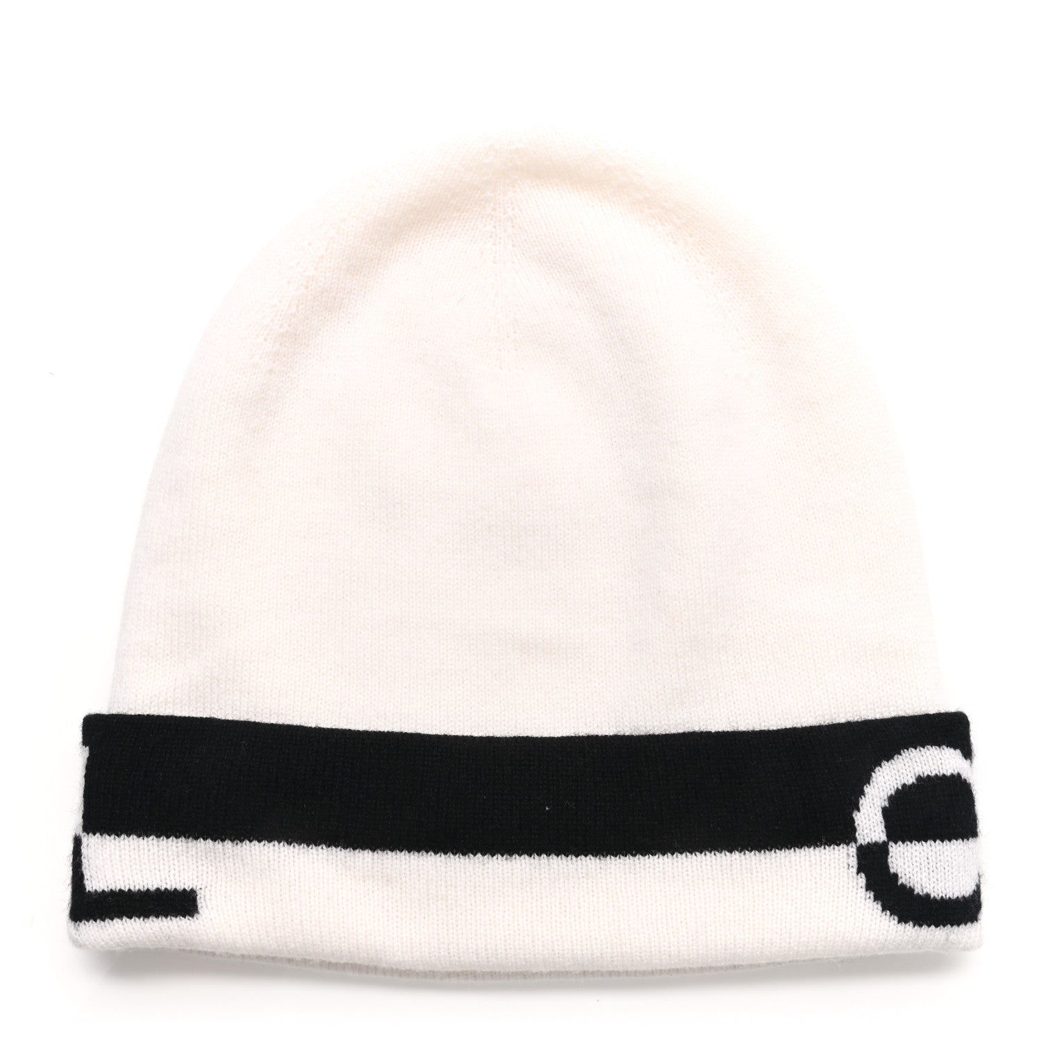 Chanel Cashmere Logo Beanie Hat White Black 3 of 4