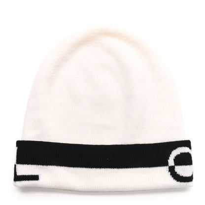 Chanel Cashmere Logo Beanie Hat White Black 3 of 4