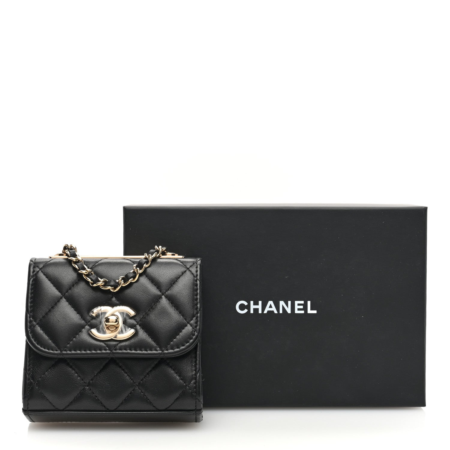 Chanel Lambskin Quilted Mini Trendy CC Clutch With Chain Black 10 of 10