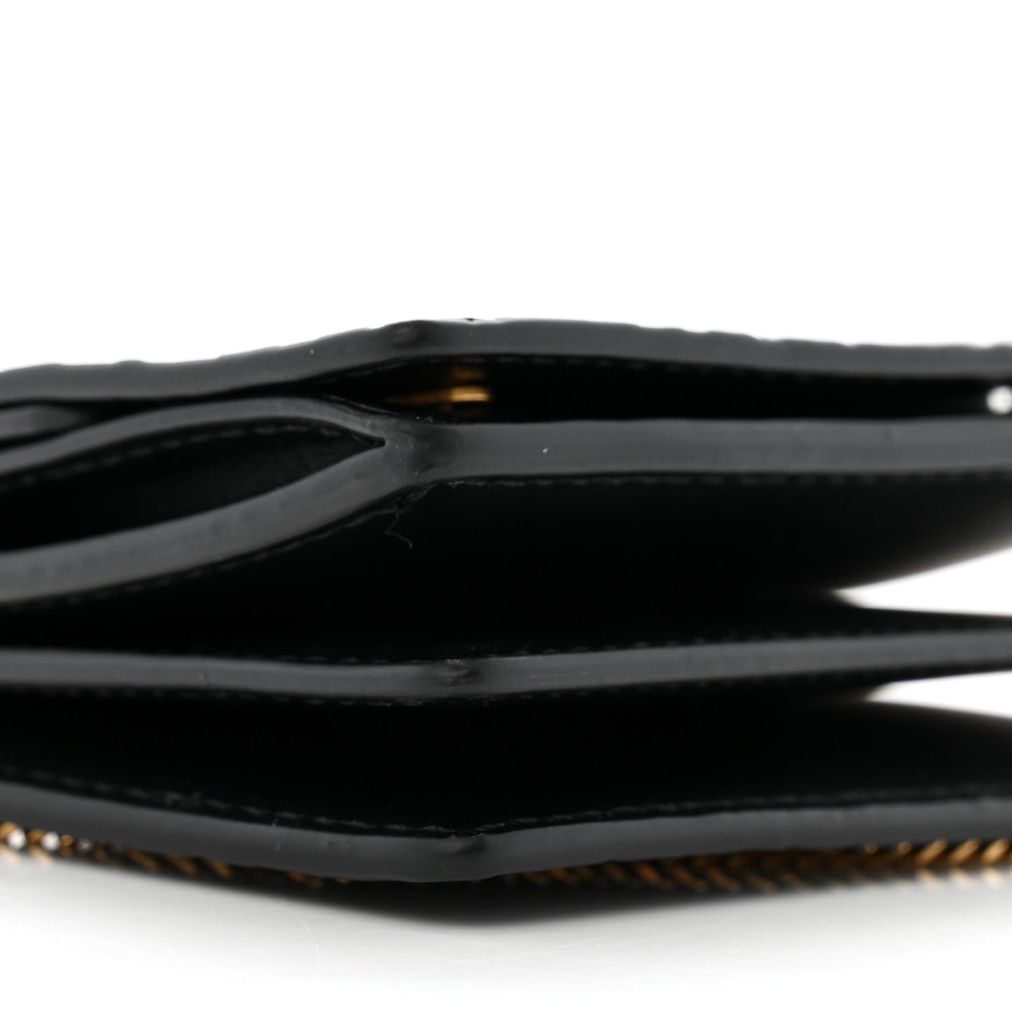 Calfskin Embossed Monogram Chain Card Case Black