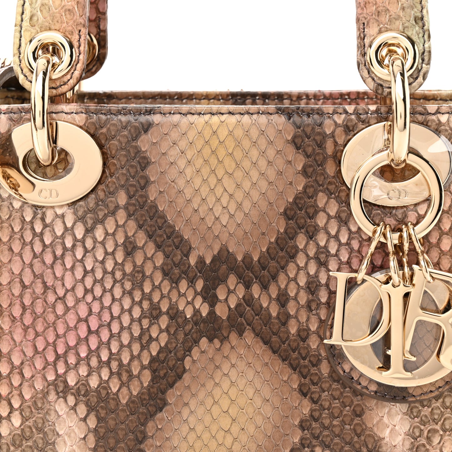 Snakeskin Mini Lady Dior Beige Multicolor