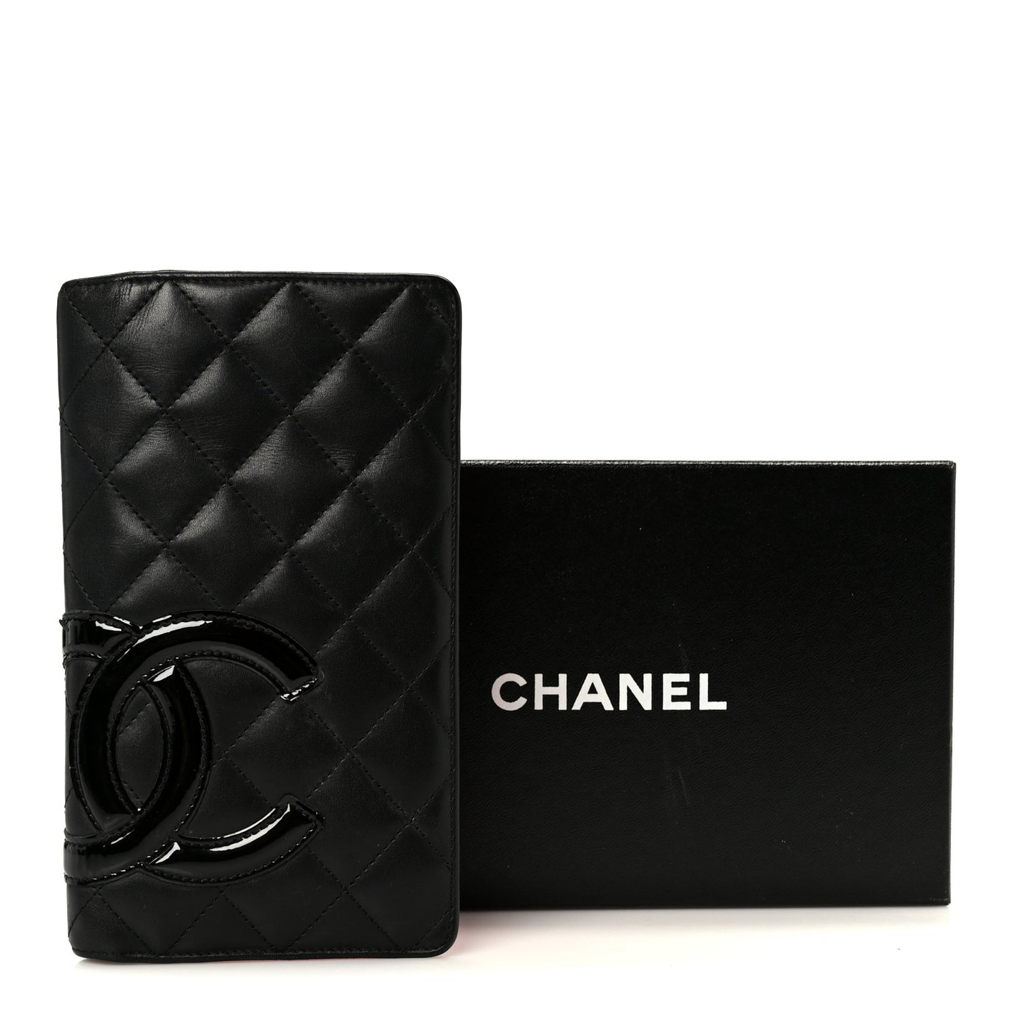 Calfskin Quilted Cambon Yen Wallet Black