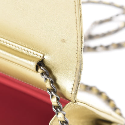 Chanel Metallic Aged Calfskin Quilted Gabrielle Wallet On Chain WOC Gold 9 of 12