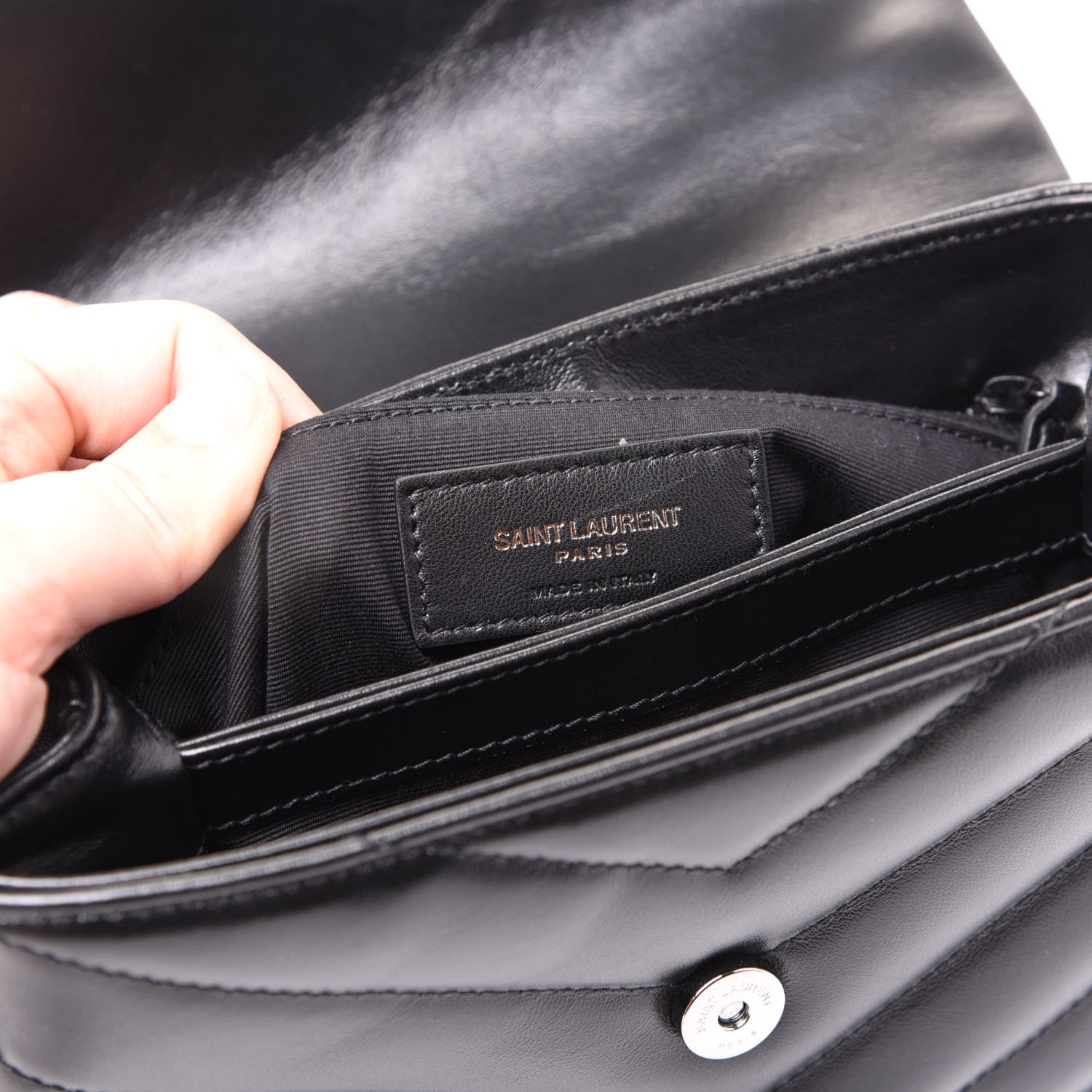 Saint Laurent Calfskin Y Quilted Monogram Toy Loulou Crossbody Bag Black 7 of 8