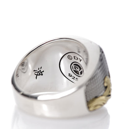 David Yurman Sterling Silver 18K Yellow Gold Waves Signet Ring 62 10 7 of 7
