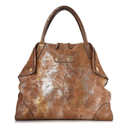 Alexander McQueen Distressed Metallic Suede Faithful De Manta Tote Gold 1 of 8