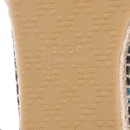 Gucci Tapestry Brocade Blind For Love Espadrilles 37.5 Acquamarine Green Black 9 of 10