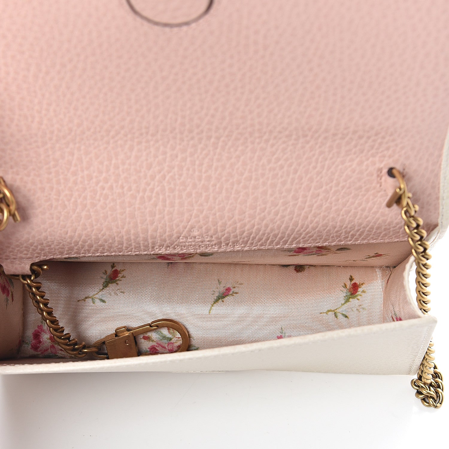 Gucci Calfskin GG Marmont Bow Chain Wallet White 4 of 8