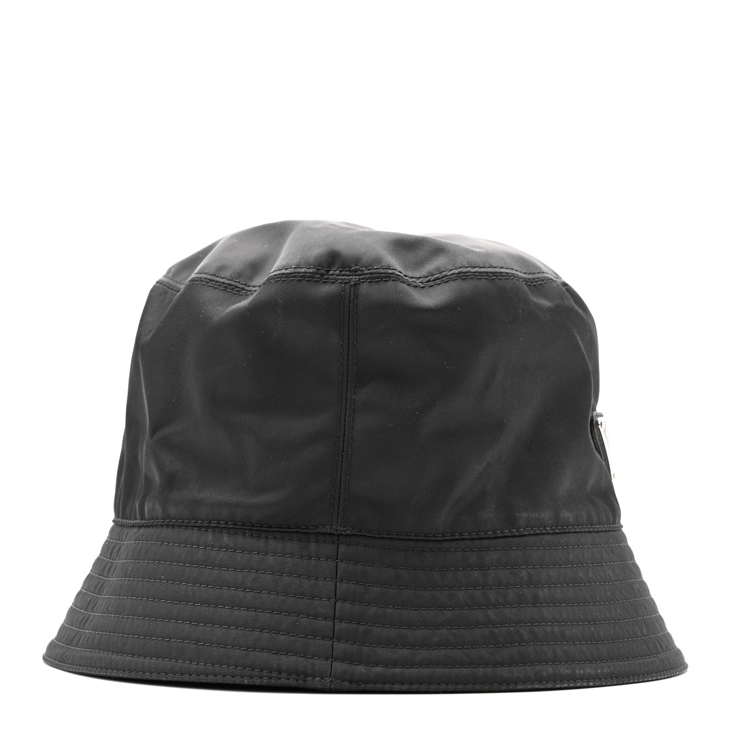 Prada Re-Nylon Metal Triangle Logo Mens Bucket Hat L Black 5 of 9
