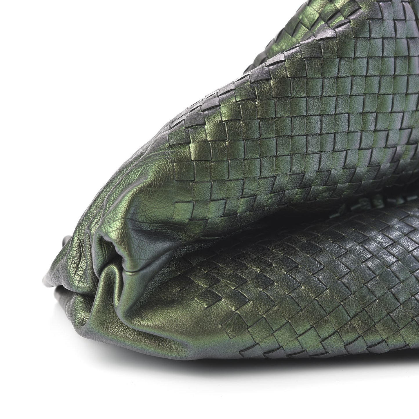 Iridescent Nappa Intrecciato Aquilone Fortune Cookie Hobo Green