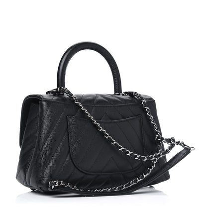 Chanel Caviar Chevron Quilted Mini Coco Handle Flap Black 2 of 4