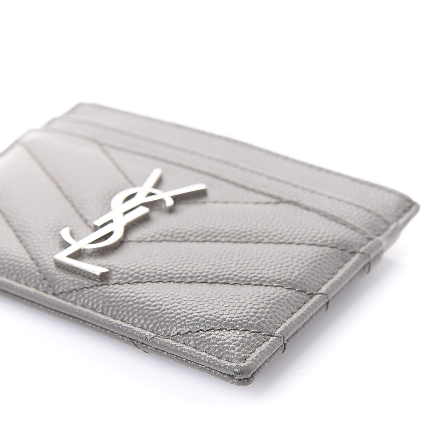 Grain De Poudre Matelasse Chevron Monogram Credit Card Case Coal