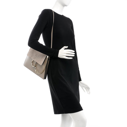 Chloe Calfskin Suede Medium Faye Shoulder Bag Motty Grey 2 of 7
