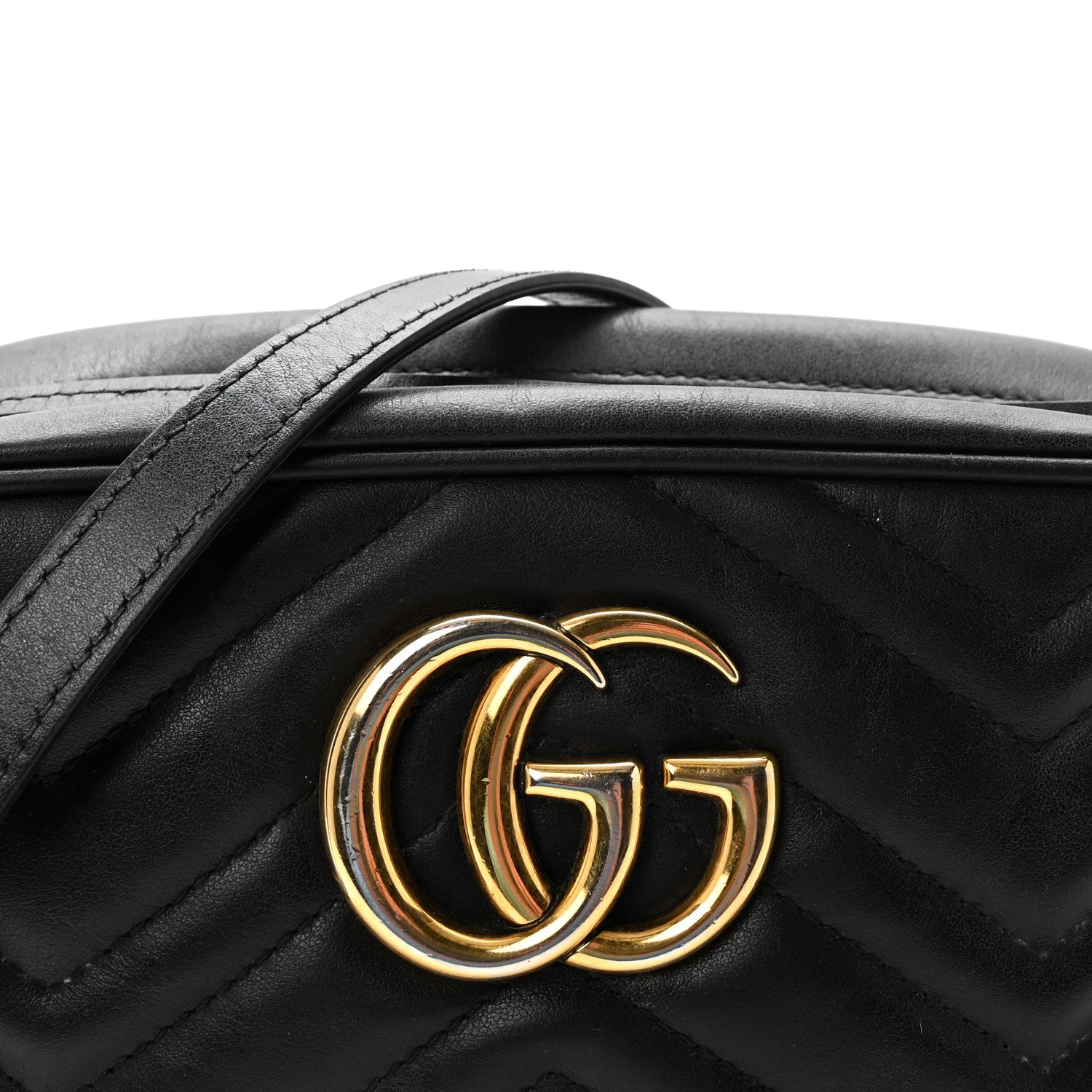Gucci Calfskin Matelasse Small GG Marmont Chain Shoulder Bag Black 8 of 10