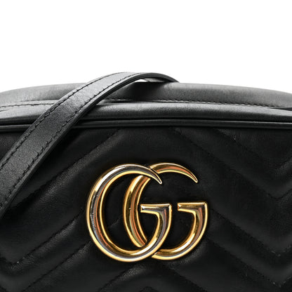 Gucci Calfskin Matelasse Small GG Marmont Chain Shoulder Bag Black 8 of 10