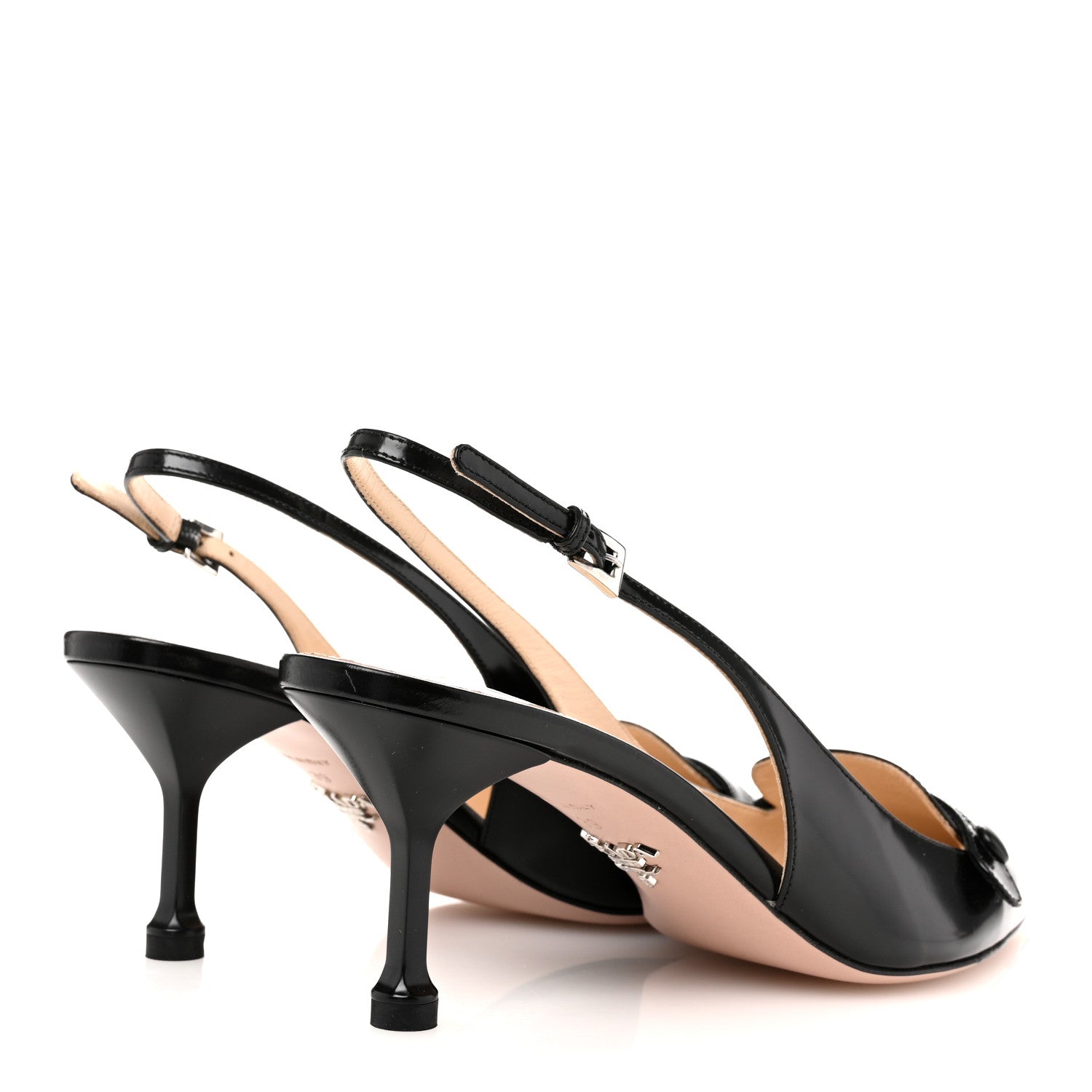 Prada Spazzolato Pointed Toe Slingback Pumps 39 Black 5 of 9