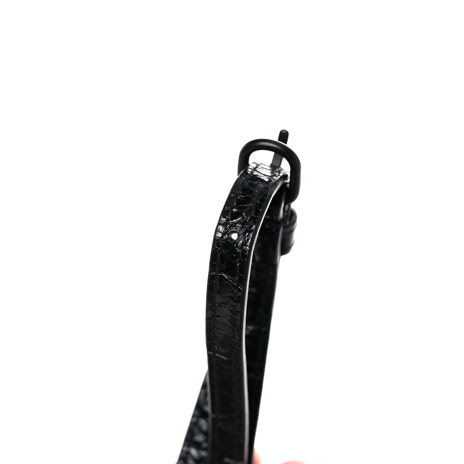 Balenciaga Shiny Calfskin Monochrome Crocodile Embossed Hourglass Top Handle Bag Mini Black 14 of 15