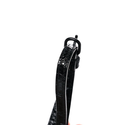 Balenciaga Shiny Calfskin Monochrome Crocodile Embossed Hourglass Top Handle Bag Mini Black 14 of 15