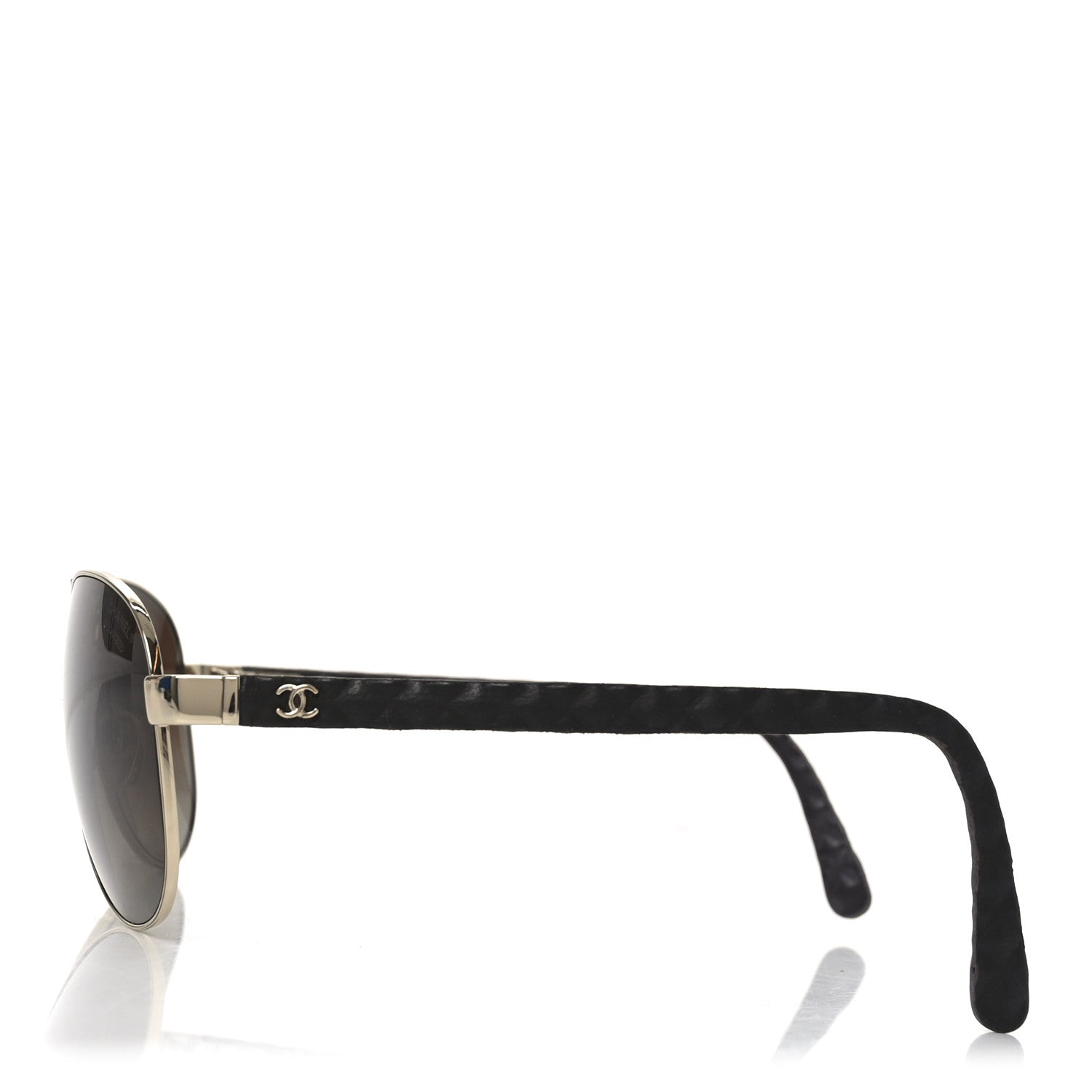 Chanel Metal Lambskin Quilted CC Pilot Summer Aviator Sunglasses 4204-Q Gold Brown 7 of 12