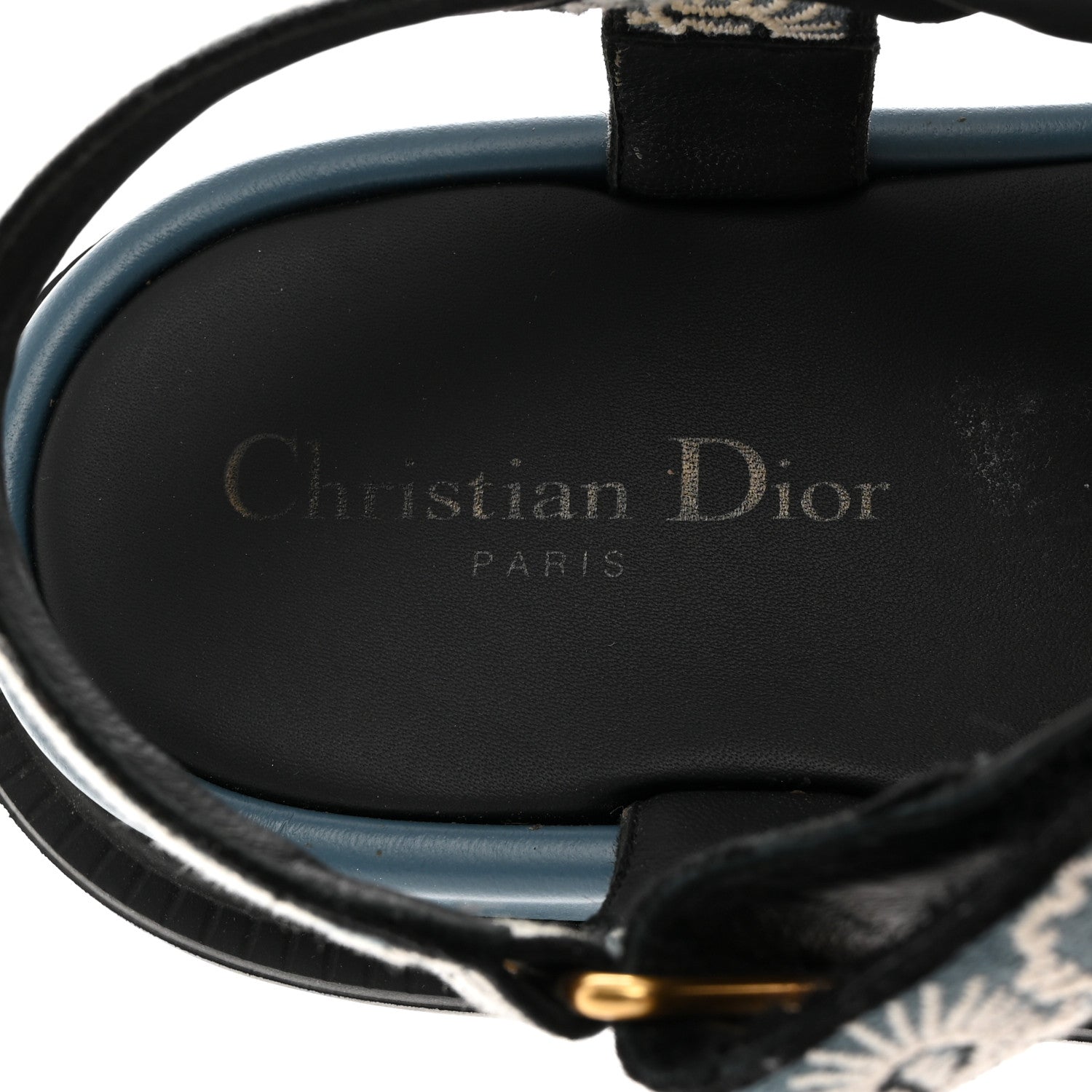 Christian Dior Canvas Embroidered Bandana 10mm D-Wave Sandals 40.5 Deep Blue 6 of 9