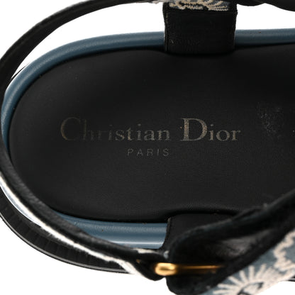 Christian Dior Canvas Embroidered Bandana 10mm D-Wave Sandals 40.5 Deep Blue 6 of 9