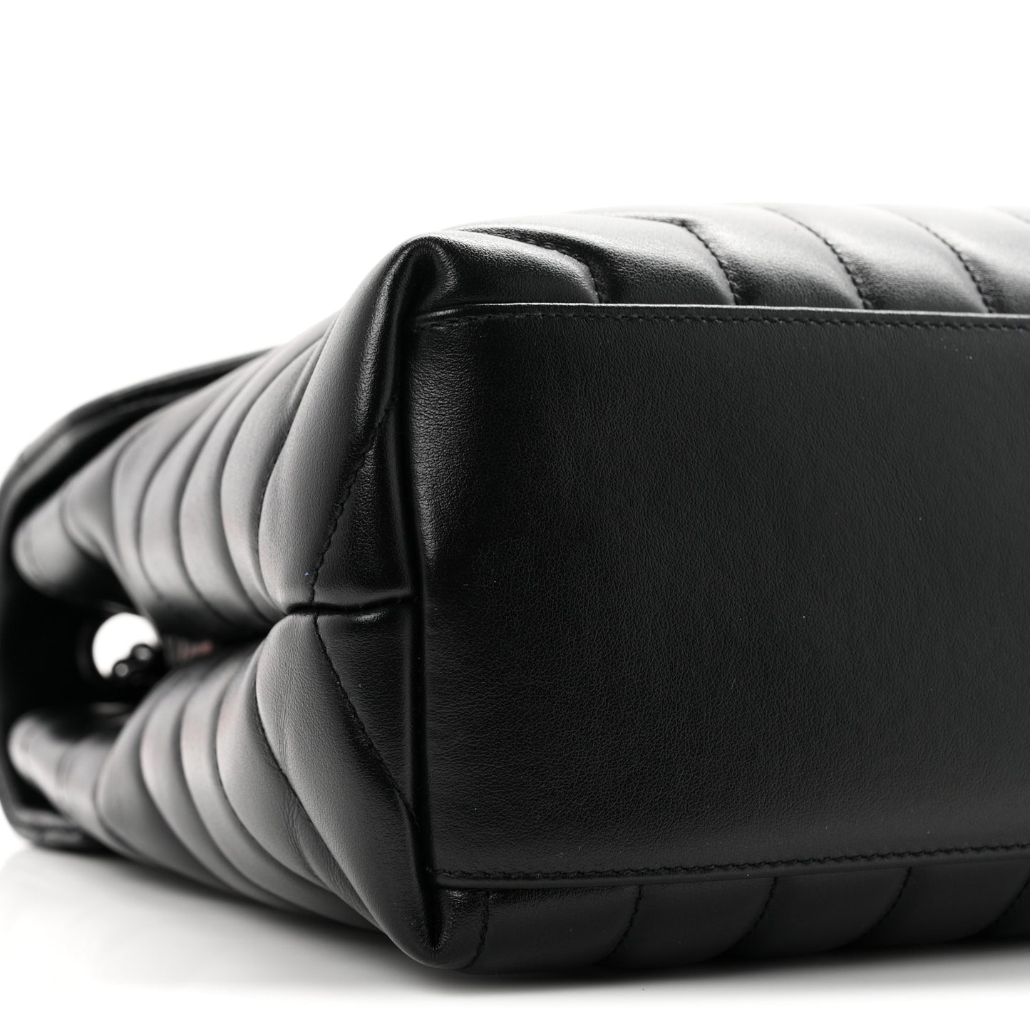 Calfskin Y Quilted Monogram Monochrome Medium Loulou Chain Satchel Black