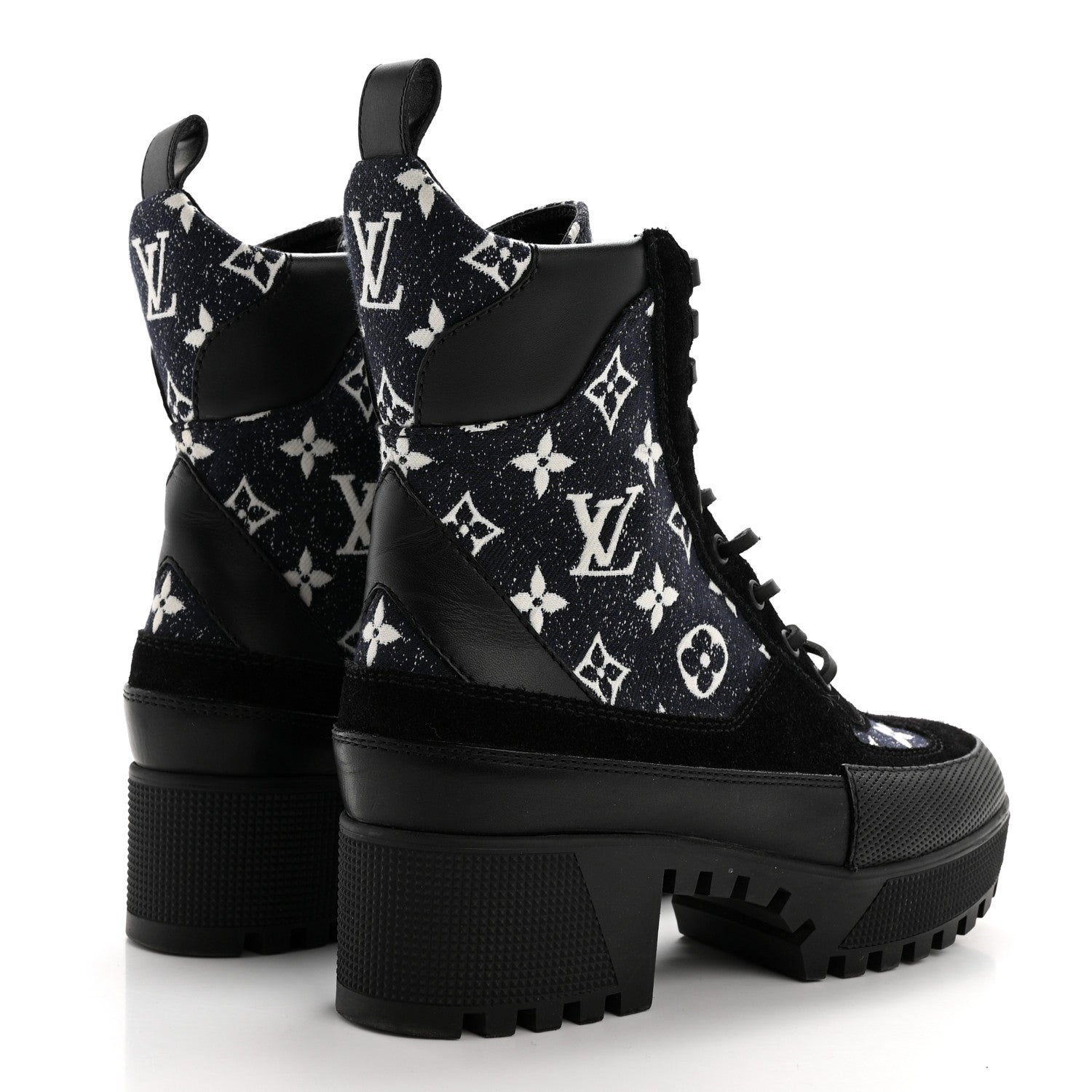Louis Vuitton Calfskin Monogram Denim Laureate Platform Desert Boots 37 Grey 4 of 10