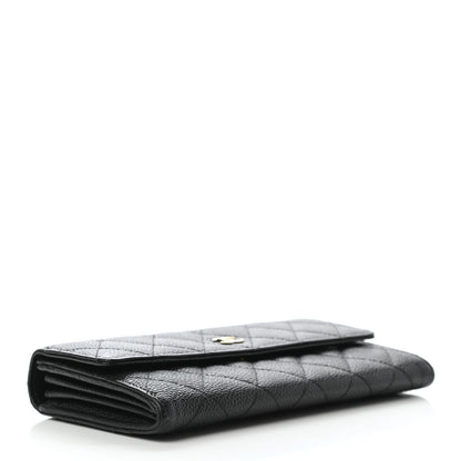 Chanel Caviar Quilted Large Gusset Flap Wallet Black 4 of 9