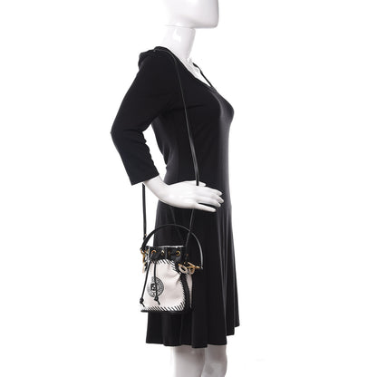 Fendi X JOSHUA VIDES Canvas Calfskin F is Mini Mon Tresor Bucket Bag White Black 2 of 10