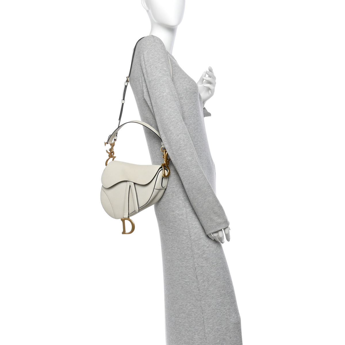 Christian Dior Grained Calfskin Saddle Bag With Strap Latte 3 of 29