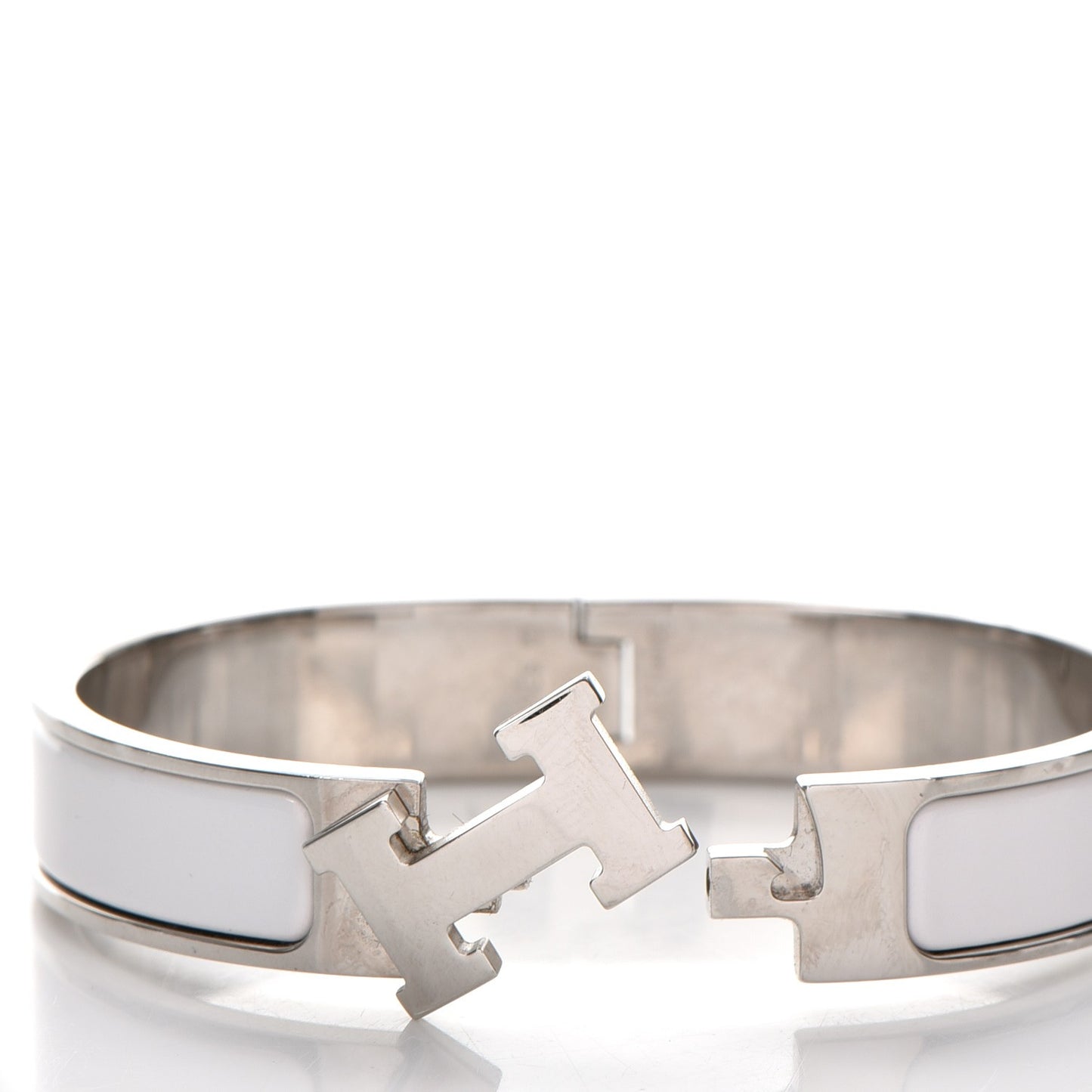 Enamel Narrow Clic Clac H Bracelet PM White
