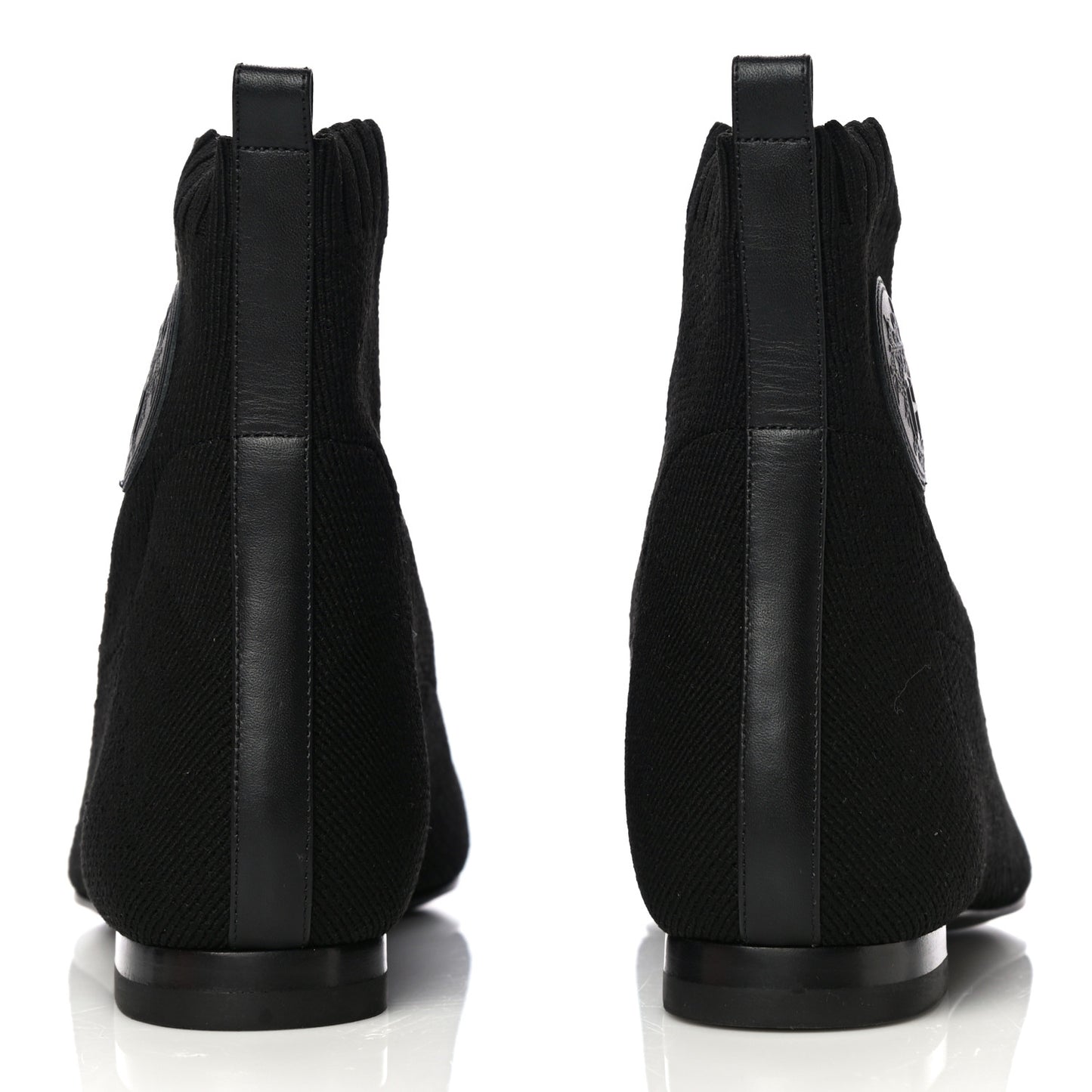 Knit Calfskin Duo Ankle Boots 35.5 Black