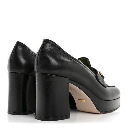 Gucci Goatskin Houdan Mid Heel Platform Loafers 41 Black 5 of 9