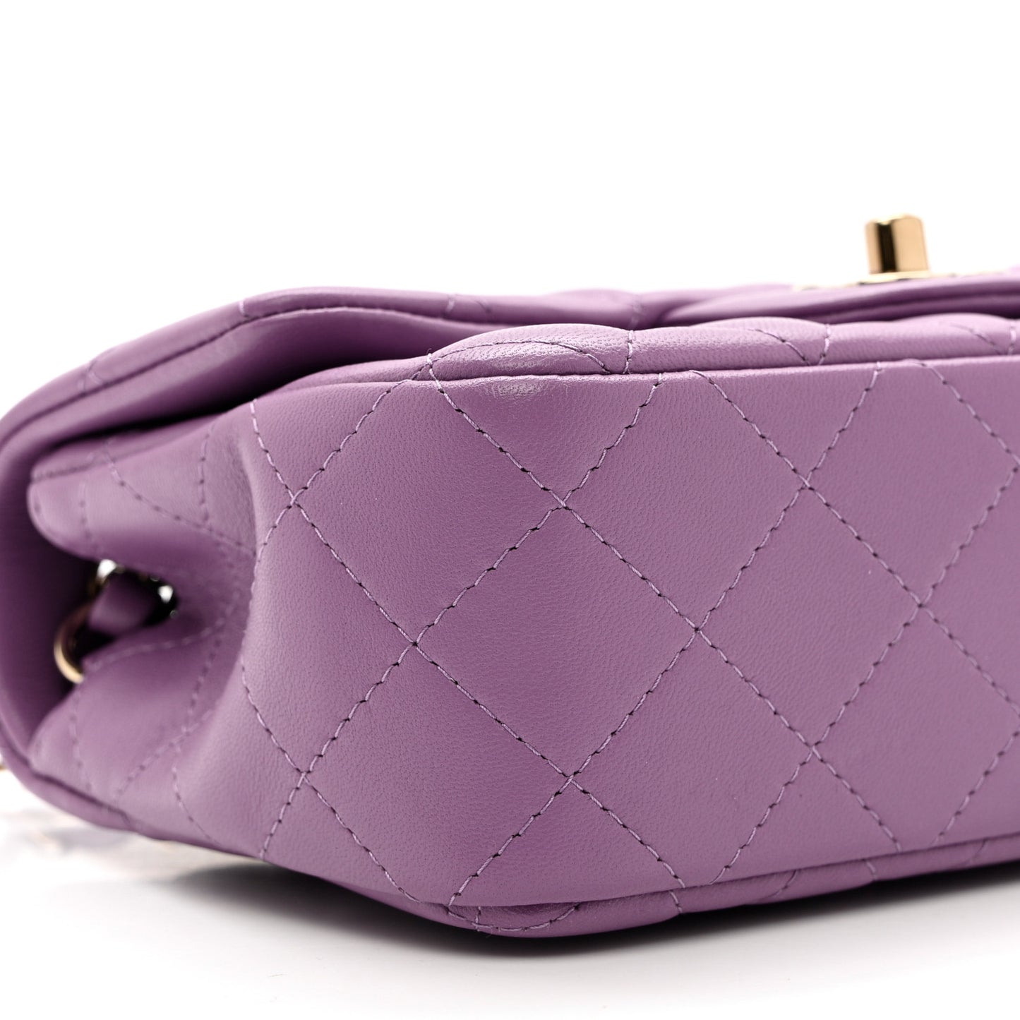 Lambskin Quilted Mini Rectangular Flap Purple