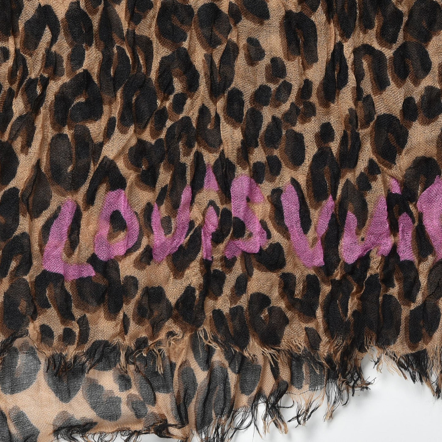 Cashmere Silk Leopard Etole Stole Marron