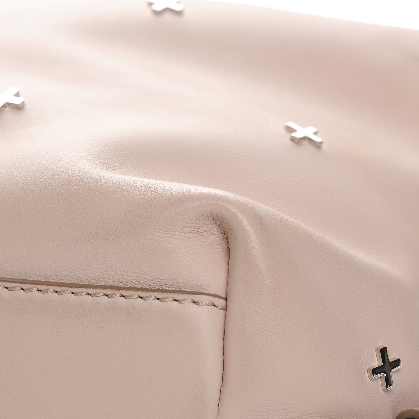 Waxed Calfskin Small Metal Cross Nightingale Nude Pink
