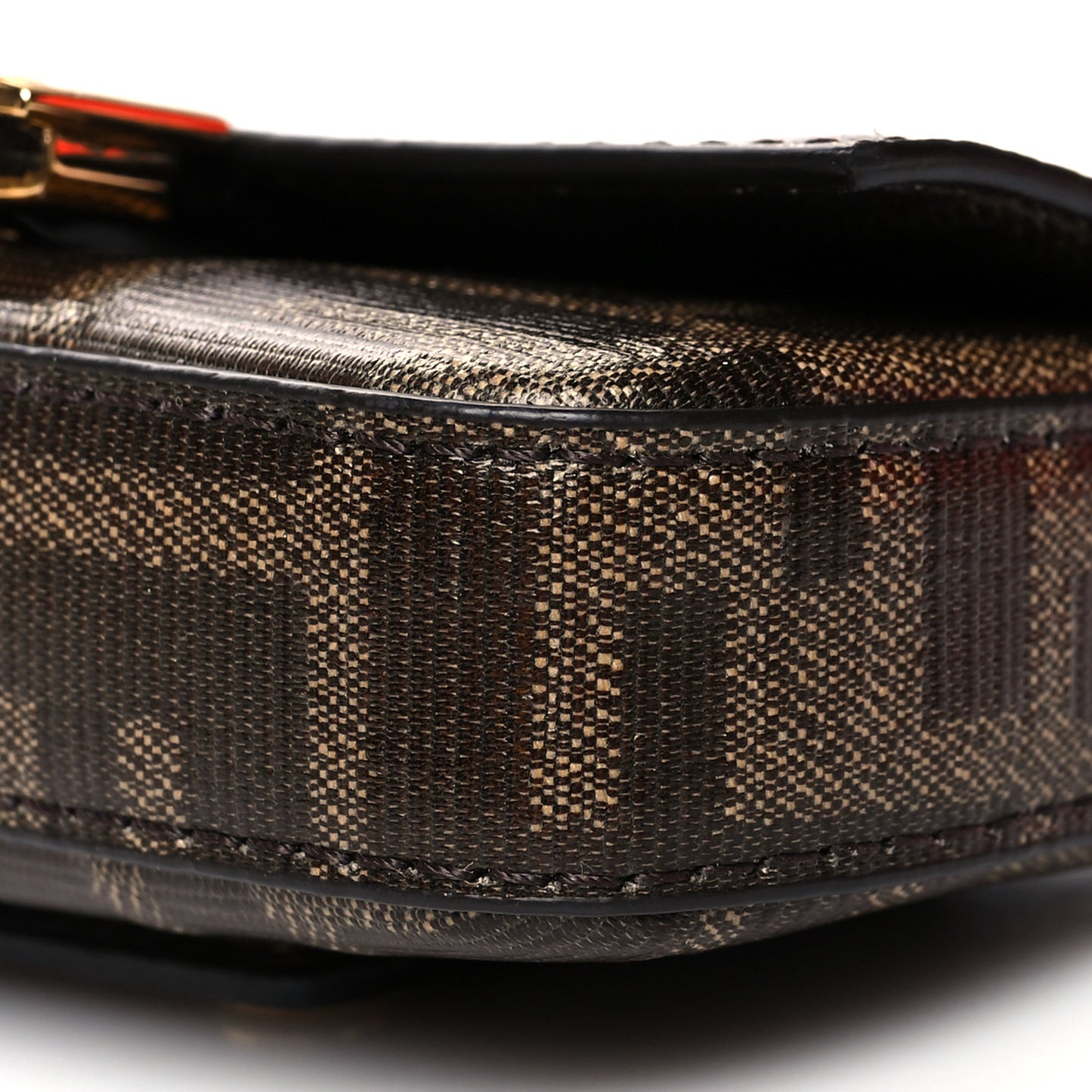 Glazed Fabric FF 1974 Belt Hip Belt Baguette Bag Mogano Panna